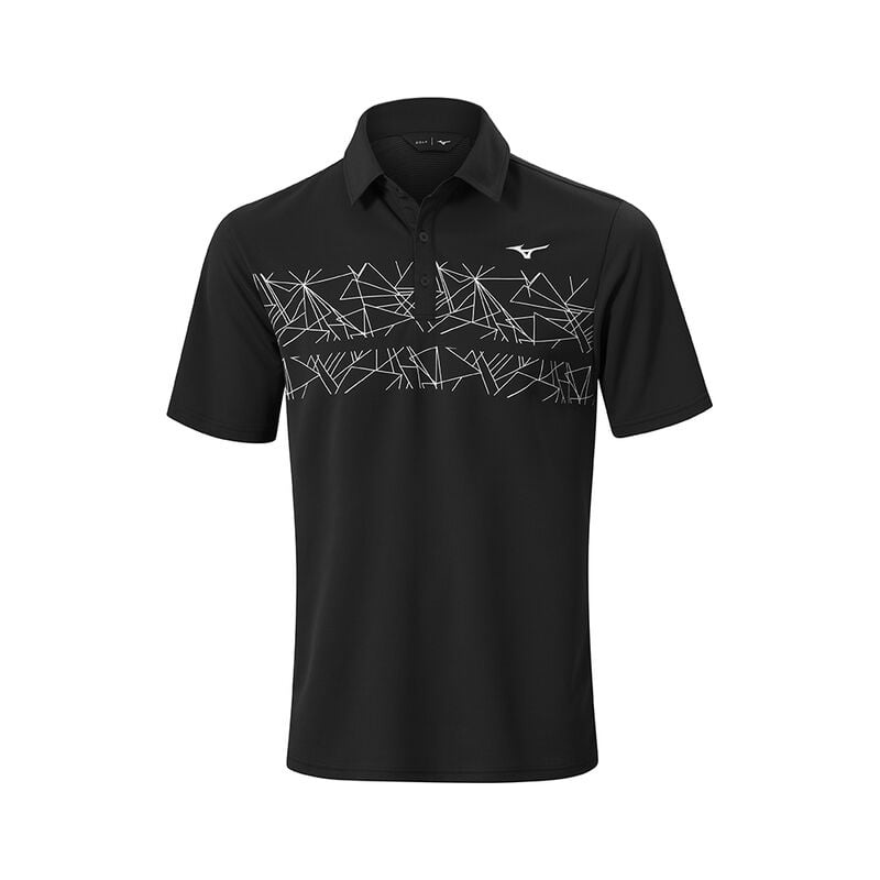 Black Men\'s Mizuno Breath Thermo Graphic Polo | XCP253917