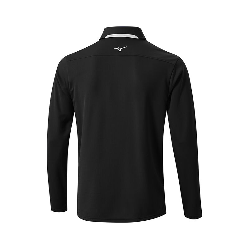 Black Men's Mizuno Breath Thermo L/S Polo | OVA317902