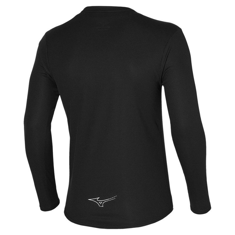 Black Men's Mizuno Dryaeroflow LS HZ Tops | KGH487365