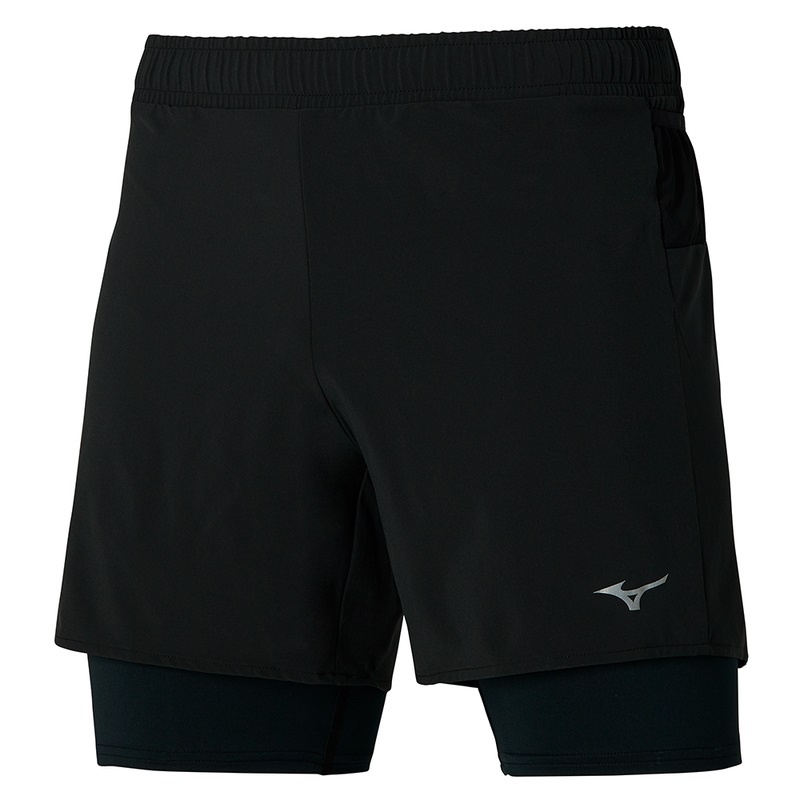 Black Men\'s Mizuno Er 5.5 2in1 Shorts | CDB198634