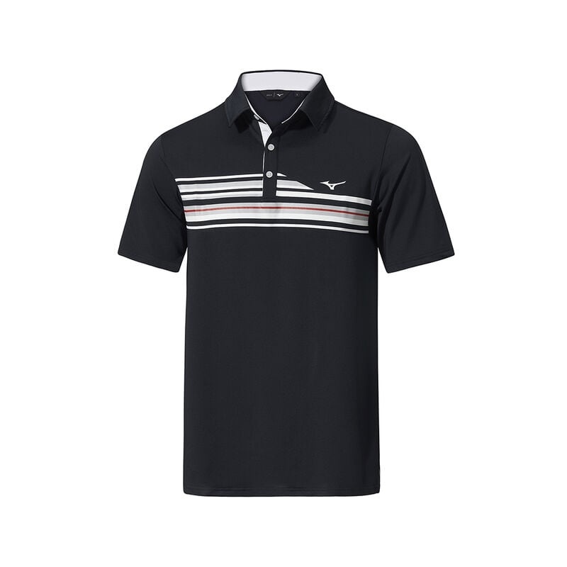 Black Men\'s Mizuno QD Elite Stripe Polo | ZQJ508723