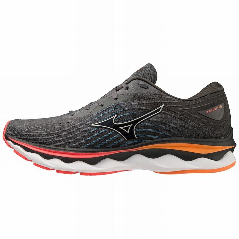 Black Men\'s Mizuno Wave Sky 6 Running Shoes | HSG784635