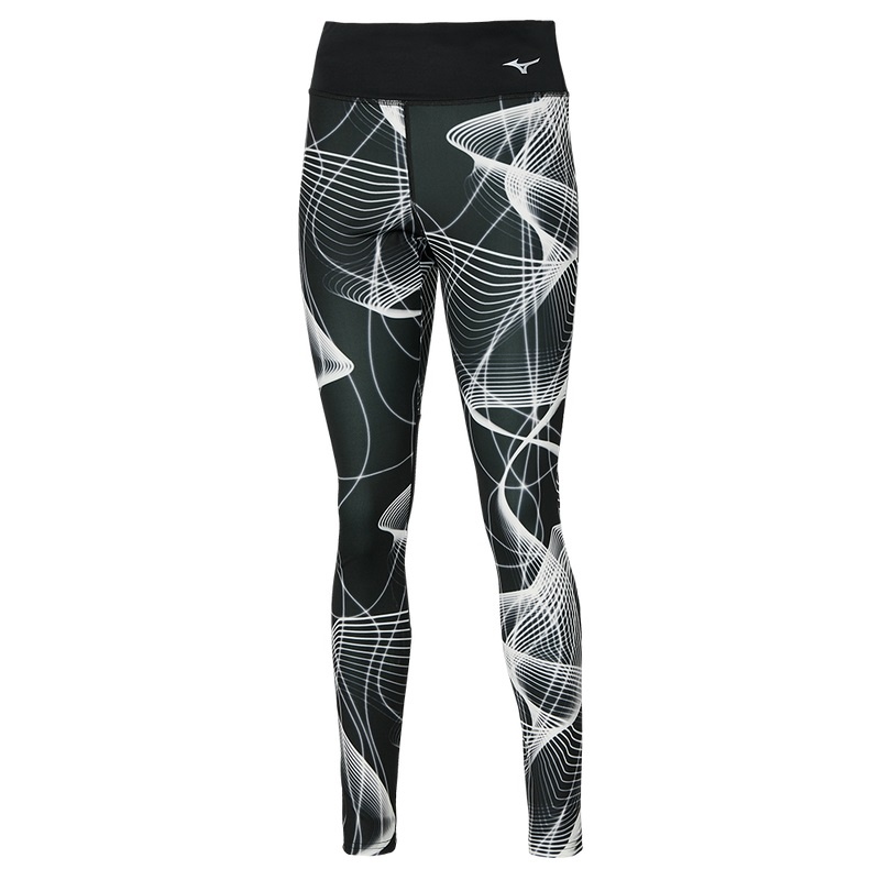 Black White Women\'s Mizuno Printed Tight | WLC916423