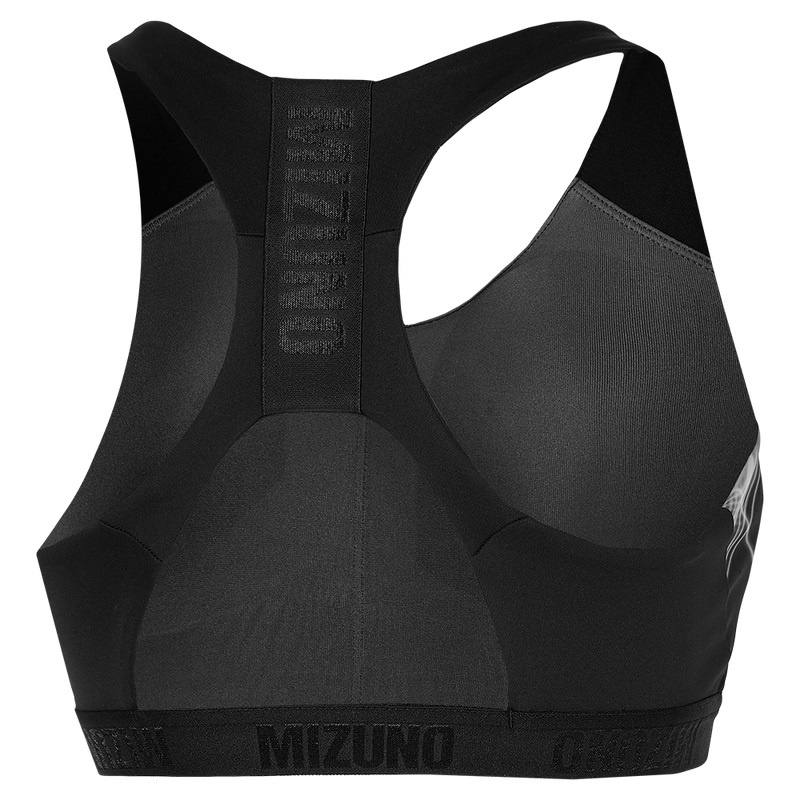 Black Women's Mizuno Alpha Graphic Sports Bra | DRN769832