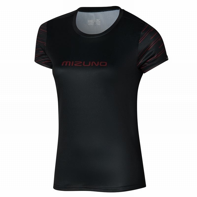 Black Women\'s Mizuno Athletics Graphic Tee T Shirts | BET974352