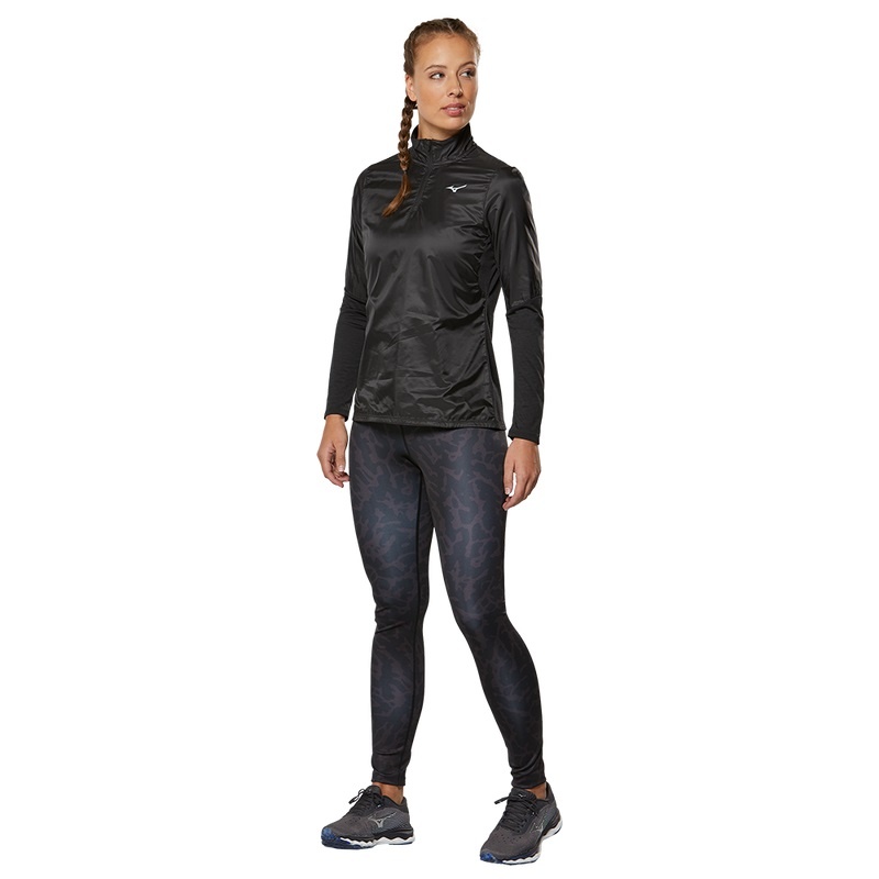 Black Women's Mizuno Hybrid LS HZ Tops | YPW314856