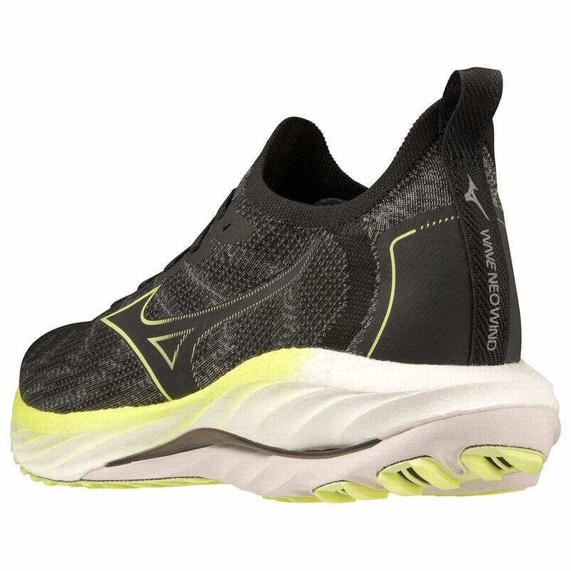 Black Yellow Men's Mizuno Wave Neo Wind Running Shoes | CXN943158