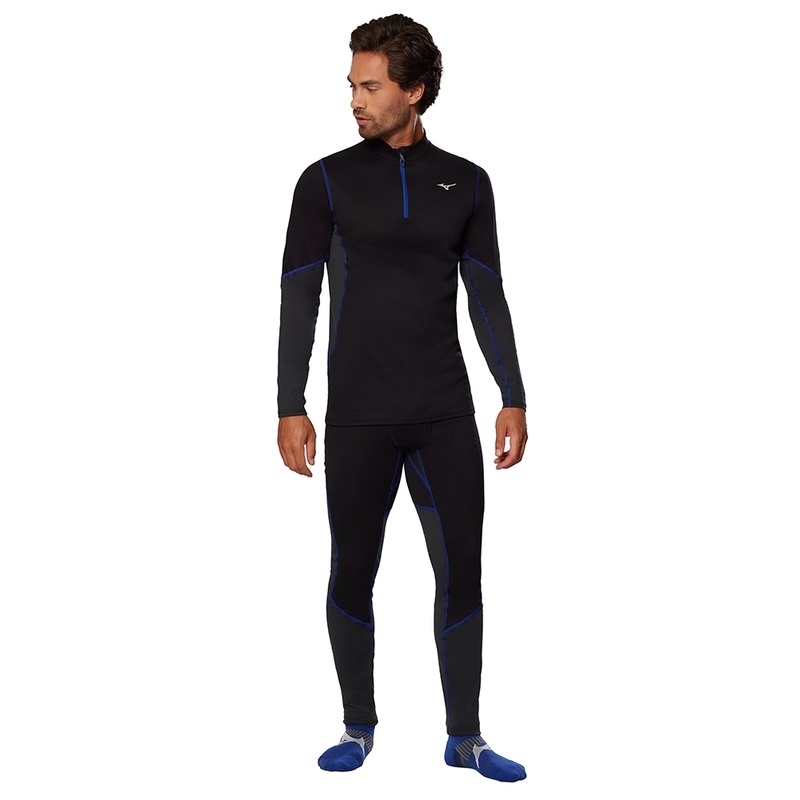 Black / Blue Men's Mizuno Merino Wool H/Z Tops | JAI932658