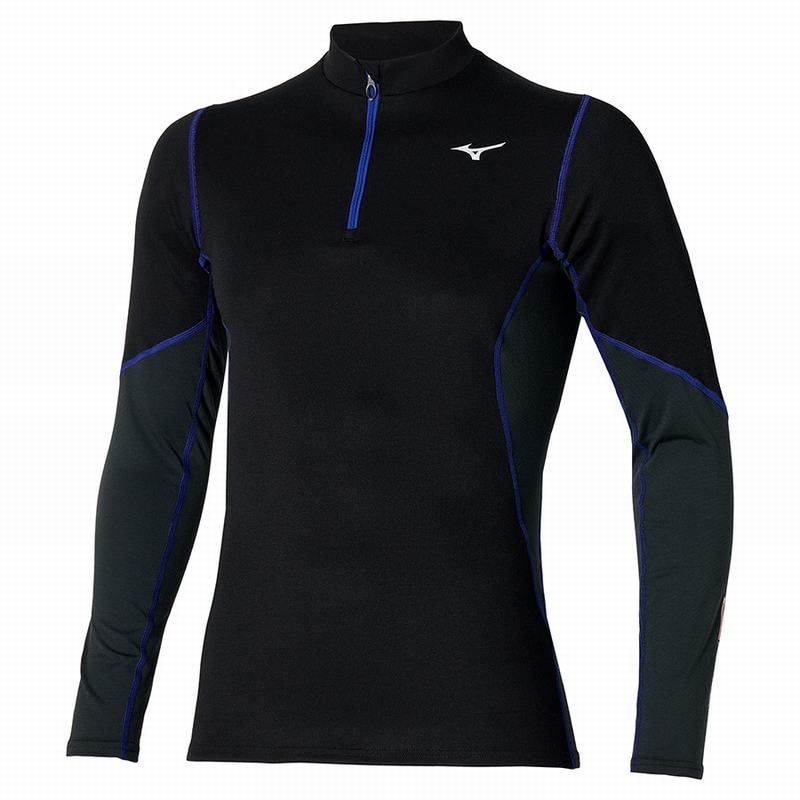 Black / Blue Men\'s Mizuno Merino Wool H/Z Tops | JAI932658