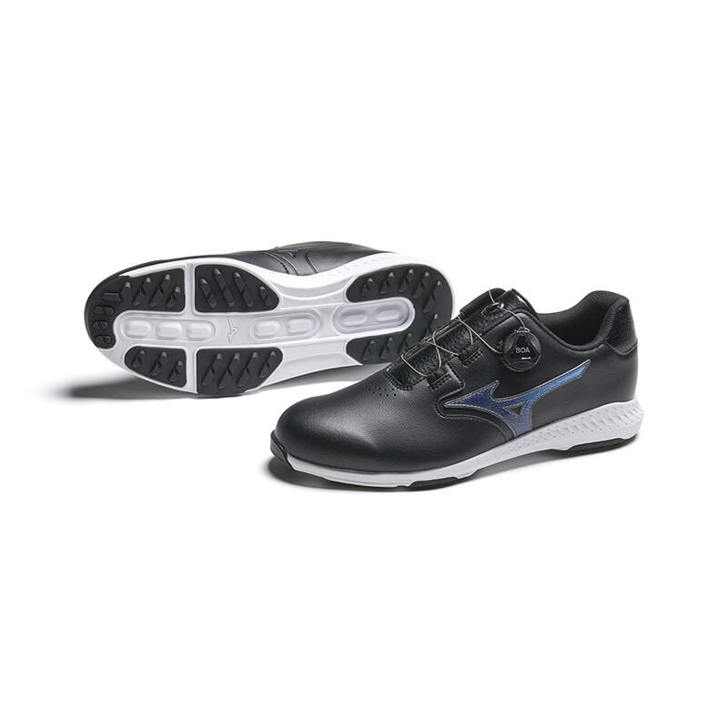 Black / Blue Men's Mizuno Nexlite Gs Spikeless Golf Shoes | GTF160782