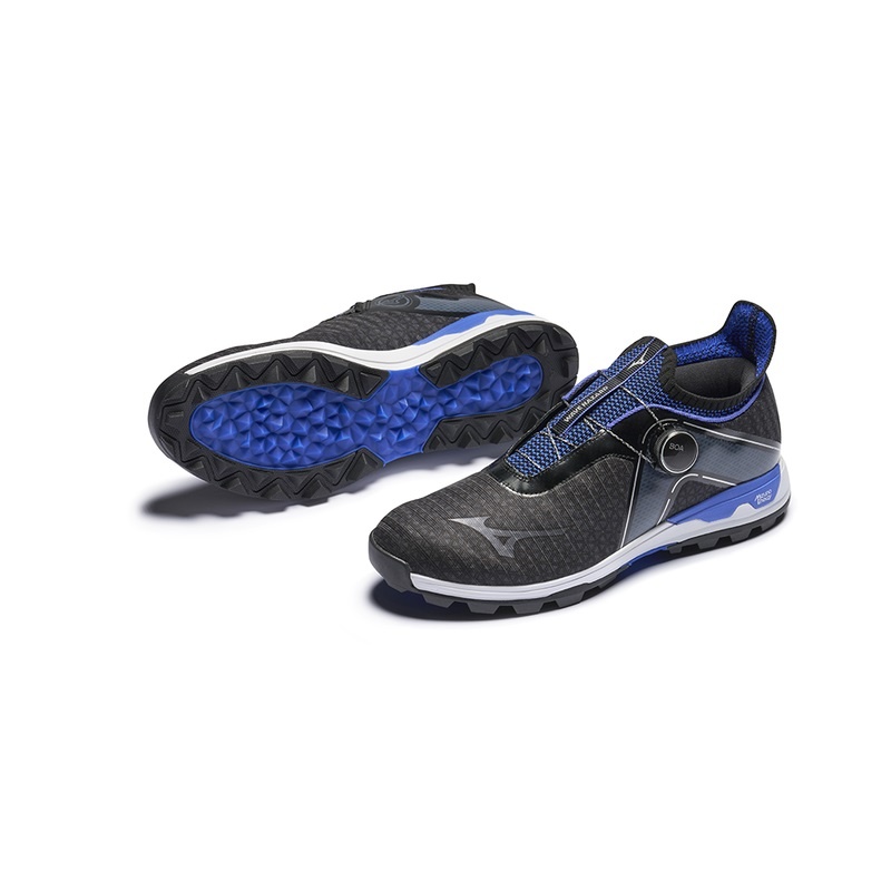 Black / Blue Men's Mizuno Wave Hazard BOA Golf Shoes | IVL159623