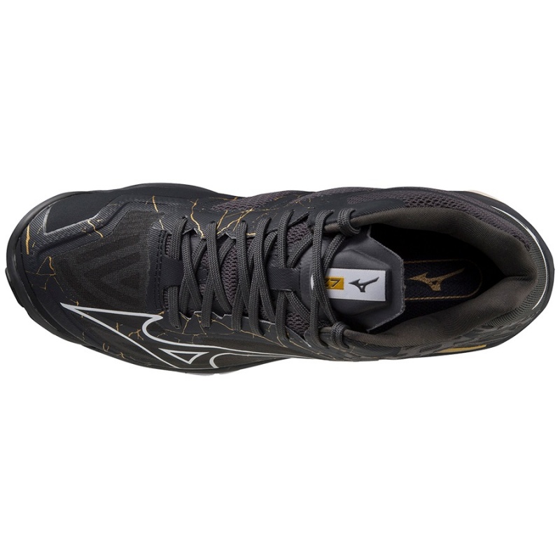 Black / Gold Men's Mizuno Wave Lightning Z7Mid Volleyball Shoes | HGN046851