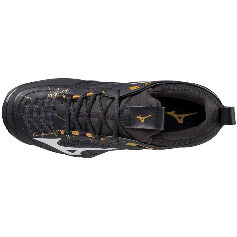 Black / Gold Men's Mizuno Wave Momentum 2 Volleyball Shoes | ODH805632