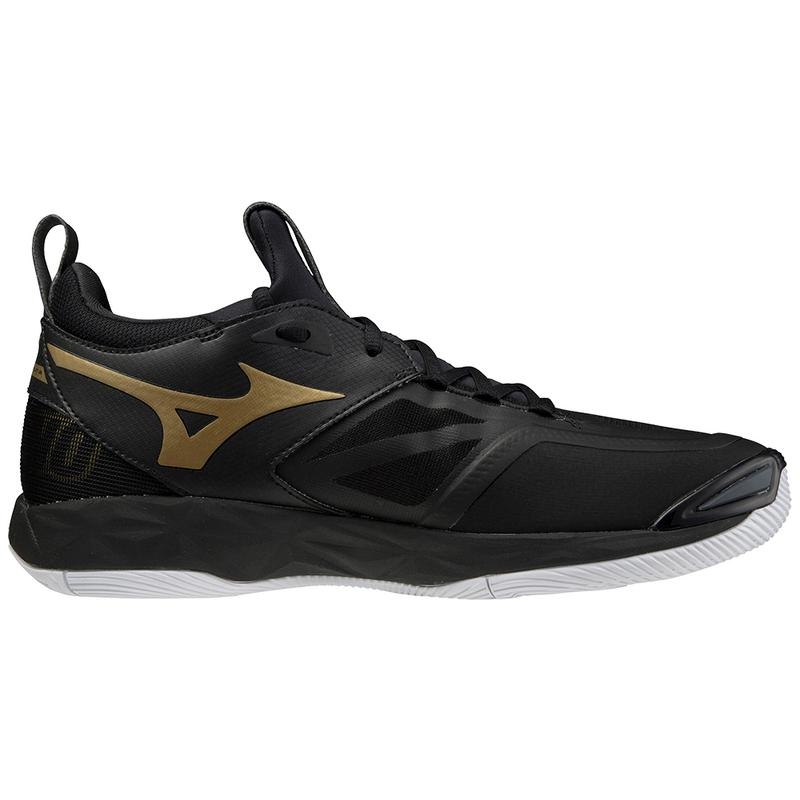 Black / Gold Men's Mizuno Wave Momentum 2 Volleyball Shoes | RFL912530