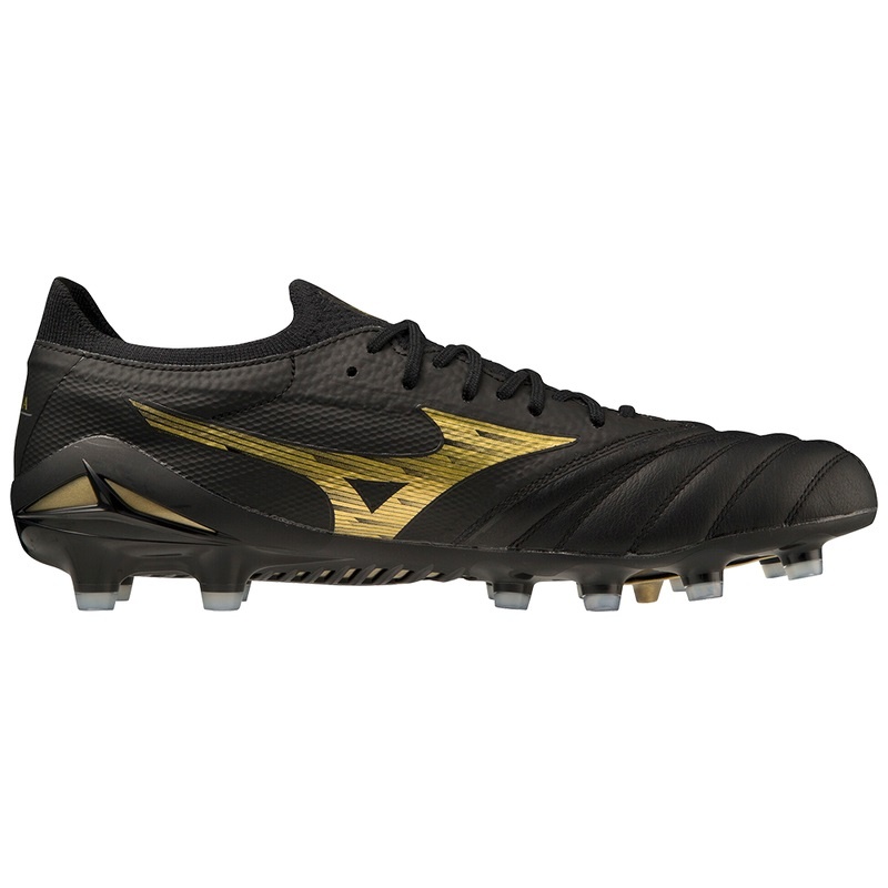 Black / Gold / Black Men's Mizuno Morelia Neo IV Beta Football Boots | NUL948026