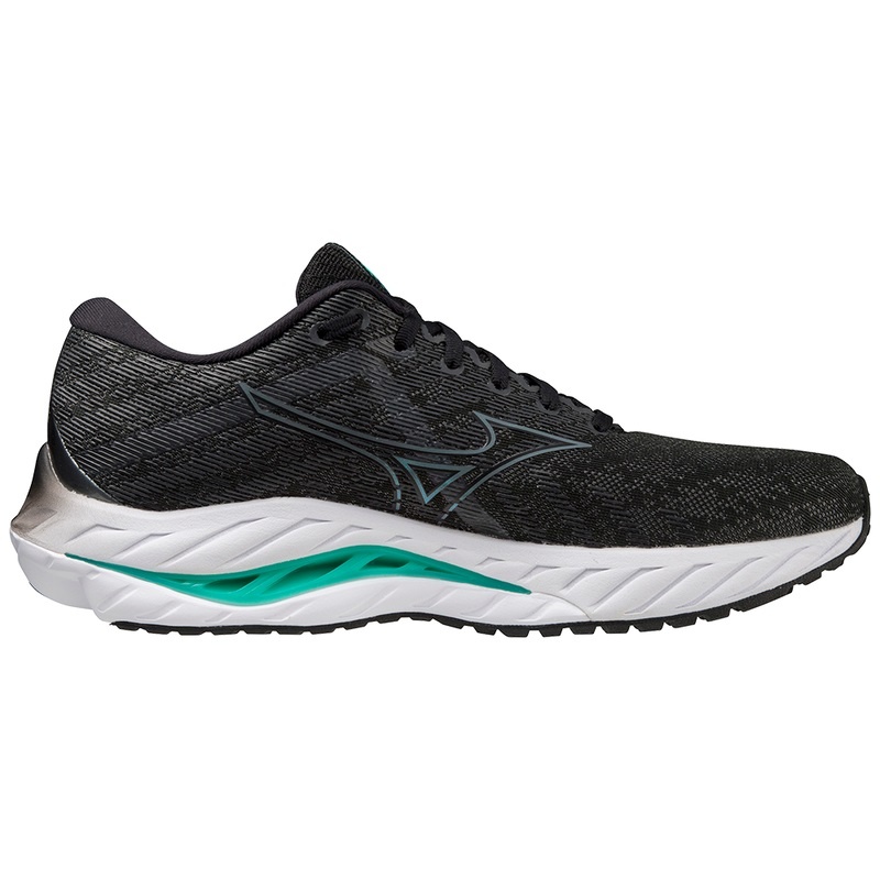 Black / Metal Grey / Green Men's Mizuno Wave Inspire 19 Running Shoes | ZXB638542