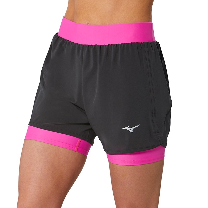 Black / Pink Women's Mizuno Er 4.5 2in1 Shorts | IZV915647