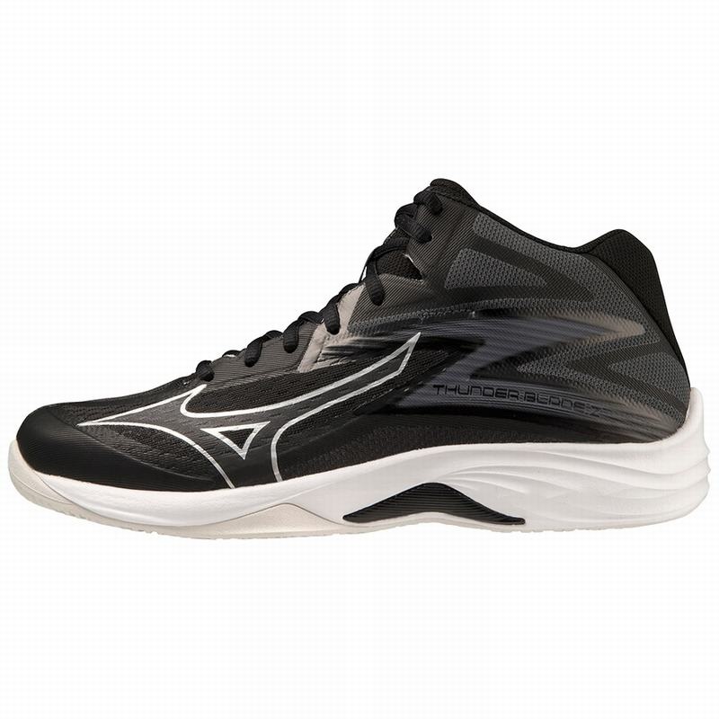 Black / Silver Men\'s Mizuno Thunder Blade Z Mid Volleyball Shoes | YQI923468