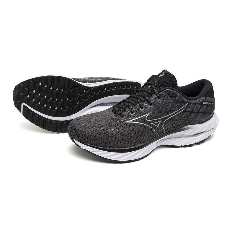 Black / Silver Men's Mizuno Wave Inspire 20 Running Shoes | KHS835172