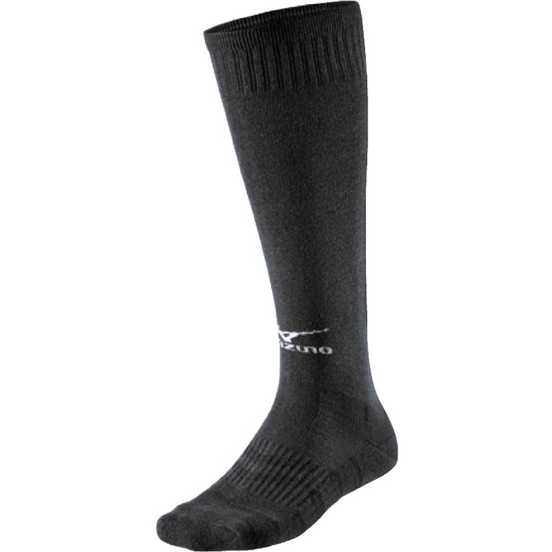 Black / White Men\'s Mizuno Comf Volleyball Long Socks | KTJ195680