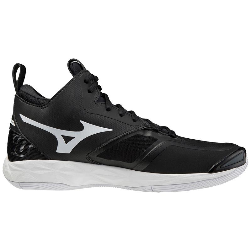 Black / White Men's Mizuno Wave Momentum 2 Mid Volleyball Shoes | PLA136048