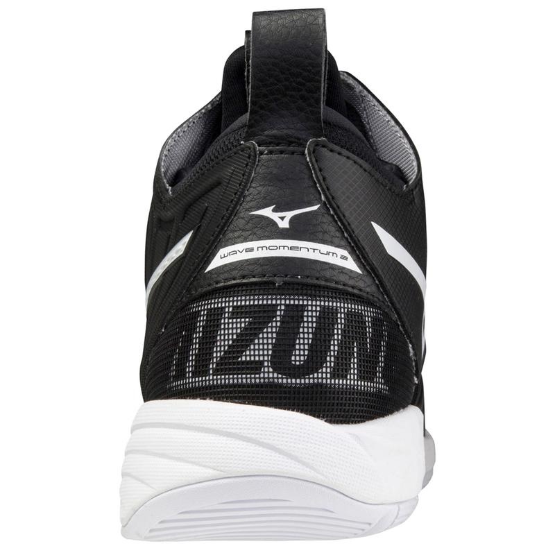 Black / White Men's Mizuno Wave Momentum 2 Mid Volleyball Shoes | PLA136048