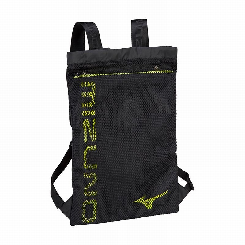 Black / Yellow Men\'s Mizuno Mesh Draw Bags | WVZ830941