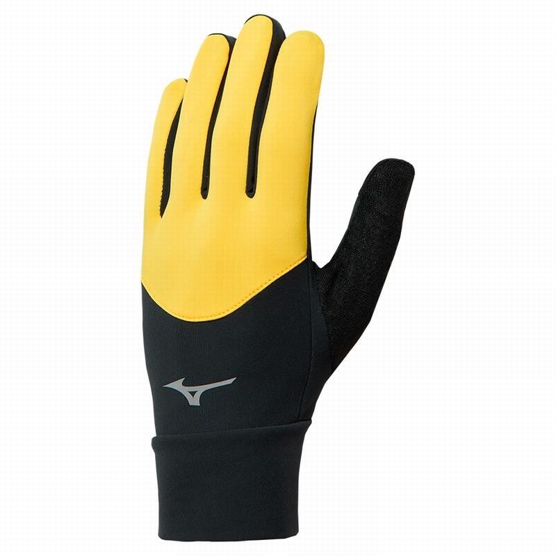 Black / Yellow Men\'s Mizuno Warmalite Gloves | HSA192478