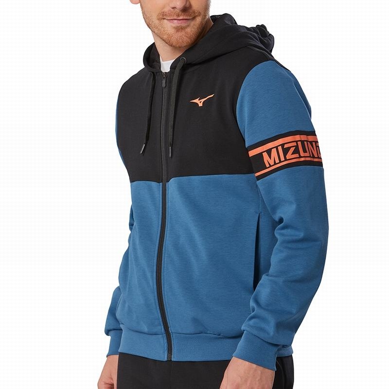 Blue Black Men's Mizuno Athletics Sweat Jackets | QHG613857