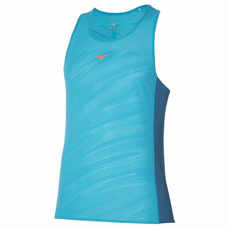 Blue Men\'s Mizuno Aero Tanks | FWC506891