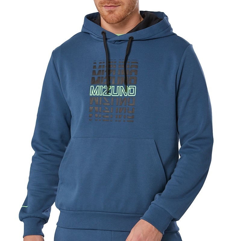 Blue Men's Mizuno Athletics Graphic Hoody Tops | KYC932416