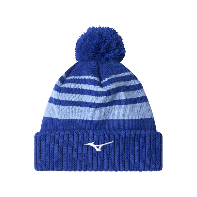 Blue Men\'s Mizuno Breath Thermo Pom Beanie | HVM713468