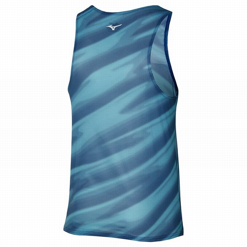 Blue Men's Mizuno Dryaeroflow Graphic Tanks | DKO502689