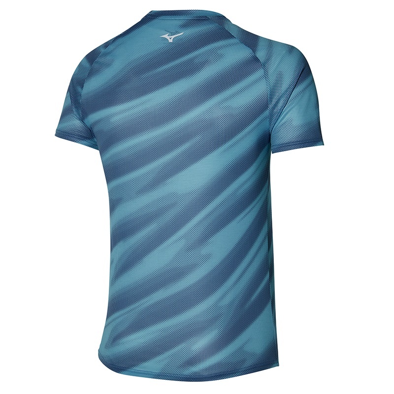 Blue Men's Mizuno Dryaeroflow Graphic Tee T Shirts | OLR964017