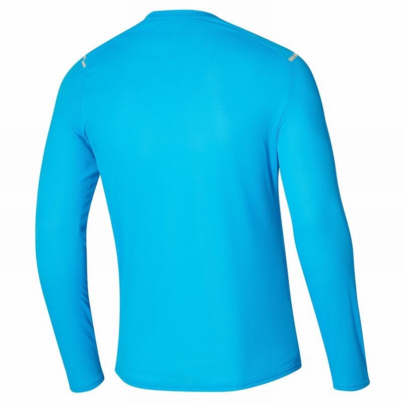 Blue Men's Mizuno Dryaeroflow LS HZ Tops | PYA247593