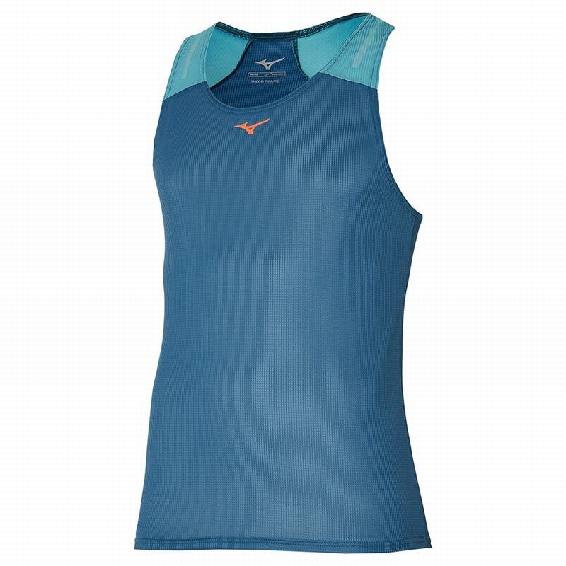 Blue Men\'s Mizuno Dryaeroflow Tanks | IWR023496