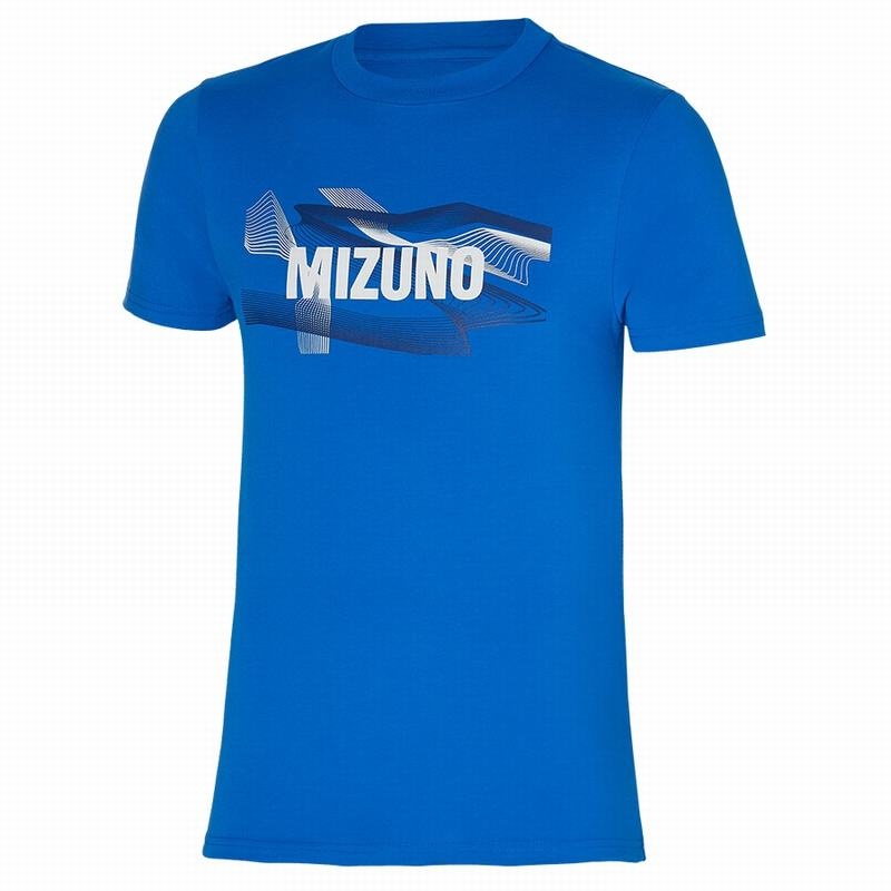 Blue Men\'s Mizuno Graphic Tee T Shirts | ZOF012786