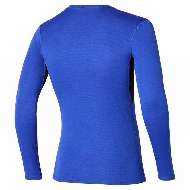 Blue Men's Mizuno Mid Weight Crew Tops | WJS097341