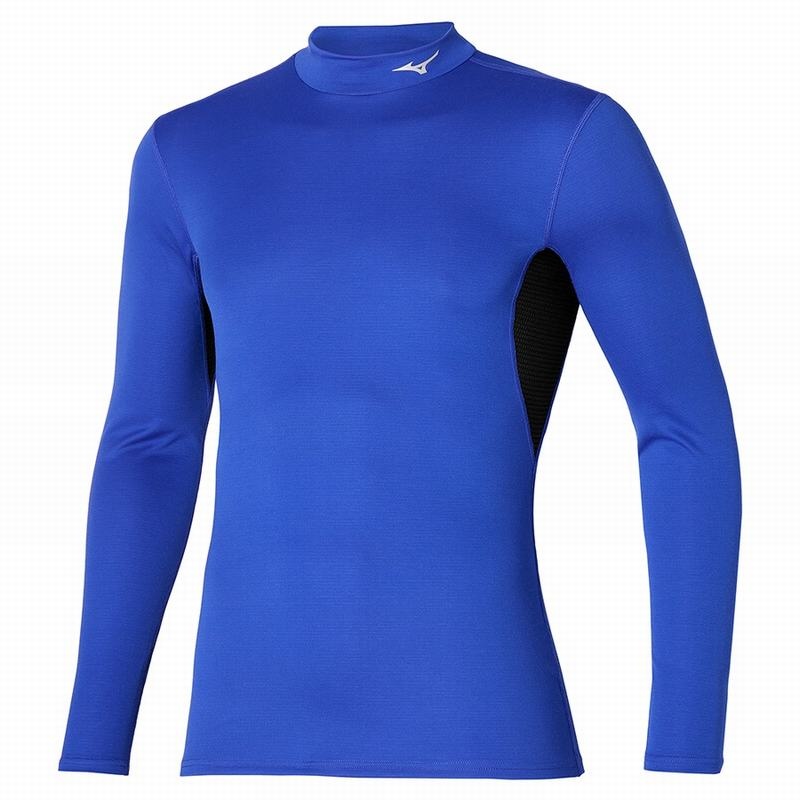 Blue Men\'s Mizuno Mid Weight High Neck Tops | WBQ796132