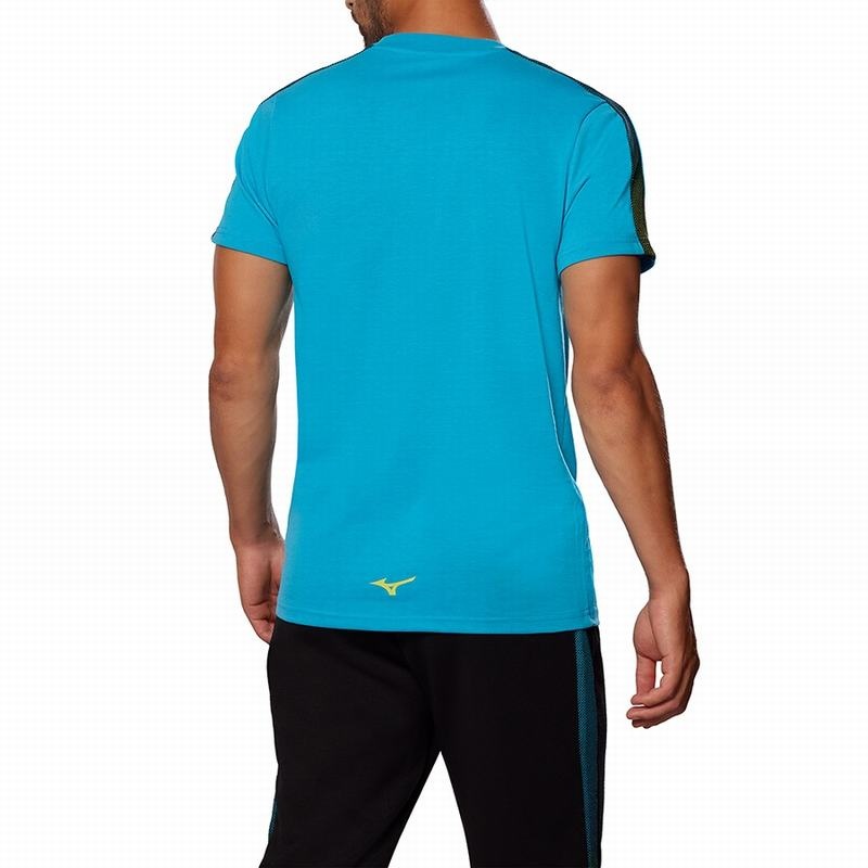 Blue Men's Mizuno Release Tape Tee T Shirts | WOD537609