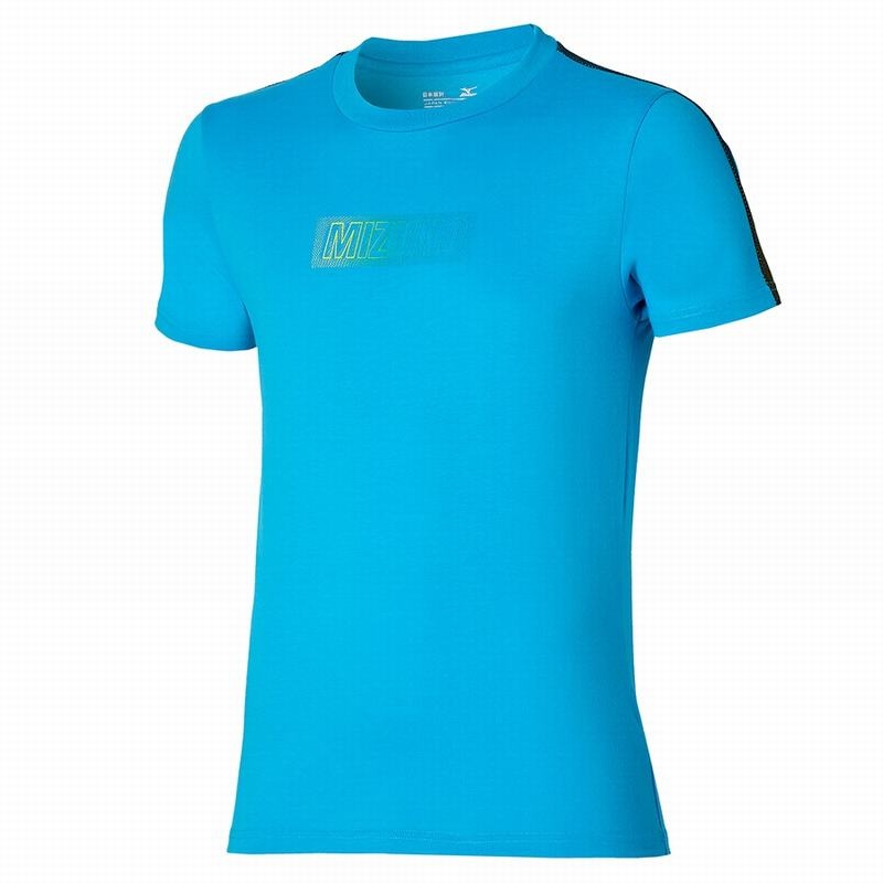 Blue Men\'s Mizuno Release Tape Tee T Shirts | WOD537609