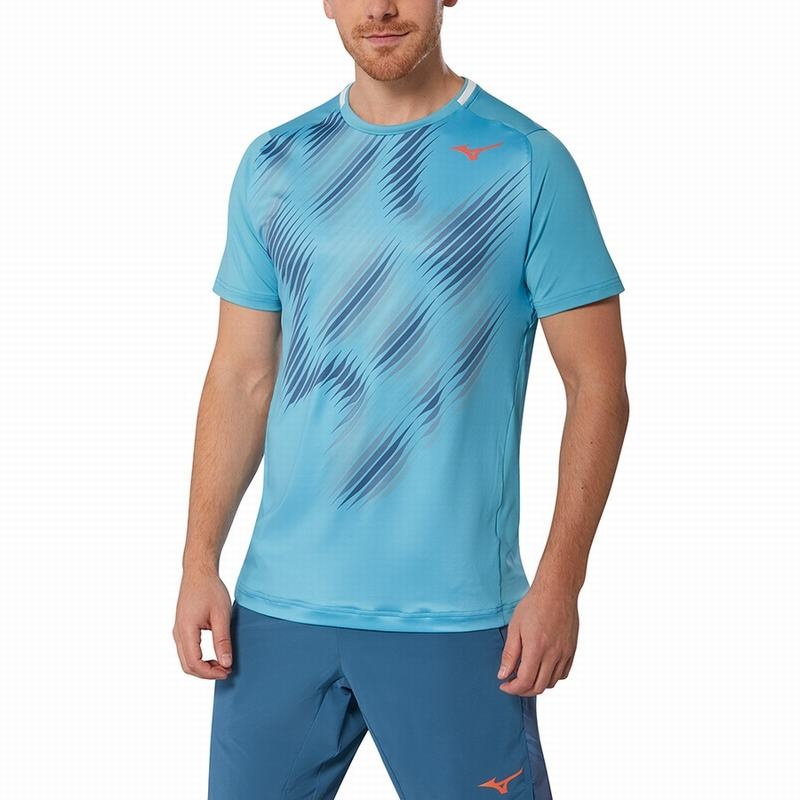 Blue Men's Mizuno Shadow Graphic Tee T Shirts | LVI596120