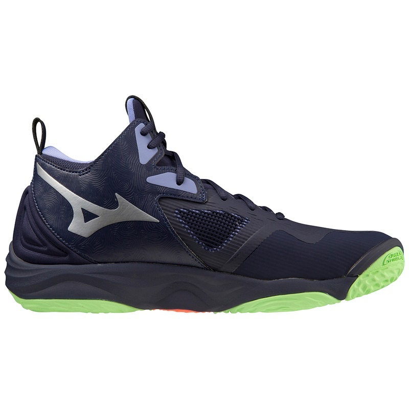 Blue Men's Mizuno Wave Momentum 3 Mid Volleyball Shoes | CMK947036