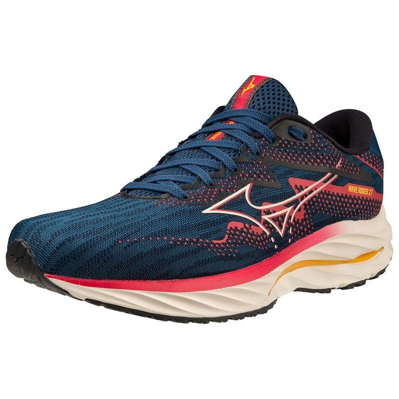 Blue Men's Mizuno Wave Rider 27 Running Shoes | ZSU058397