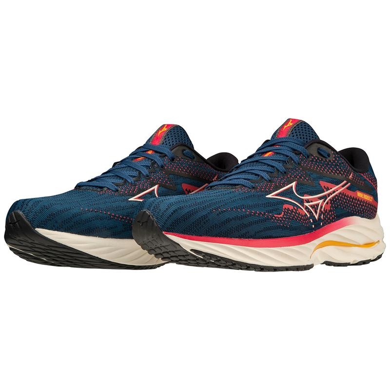 Blue Men's Mizuno Wave Rider 27 Running Shoes | ZSU058397