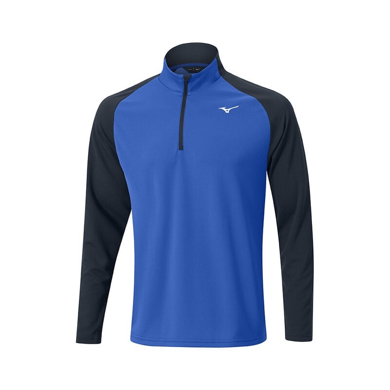 Blue Men\'s Mizuno Winter Breeze Bloc 1/4 Zip Tops | CSF160352