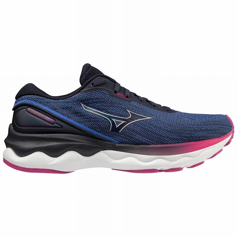 Blue Navy Women's Mizuno Wave Skyrise 3 Running Shoes | VYL326794