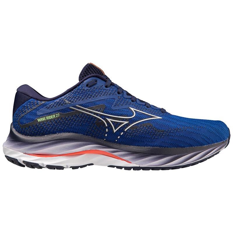 Blue White Men's Mizuno Wave Rider 27 Running Shoes | EBQ054268