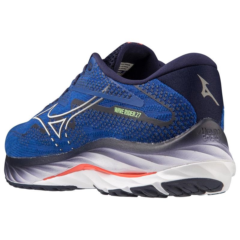 Blue White Men's Mizuno Wave Rider 27 Running Shoes | EBQ054268