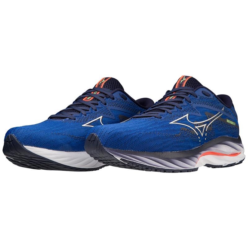 Blue White Men's Mizuno Wave Rider 27 Running Shoes | EBQ054268